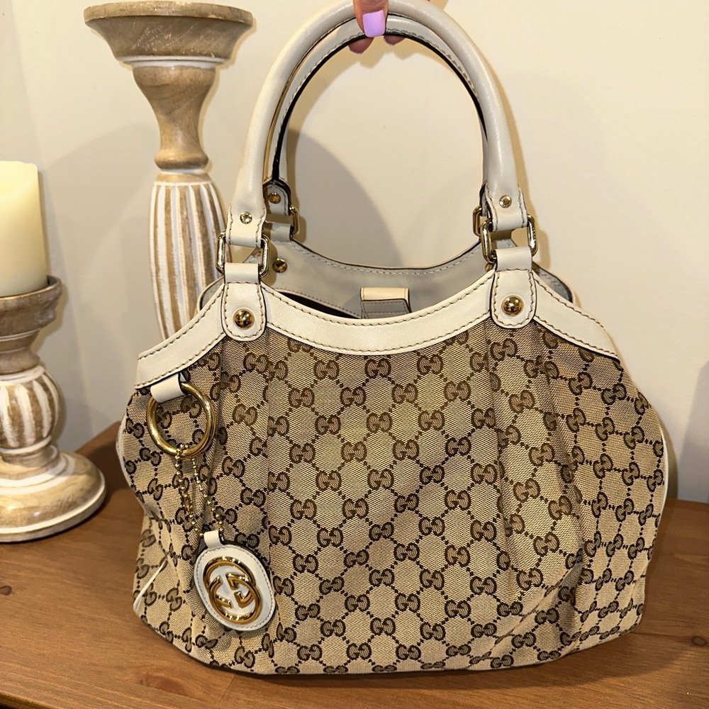 Gucci Sukey Tote GG canvas white leather